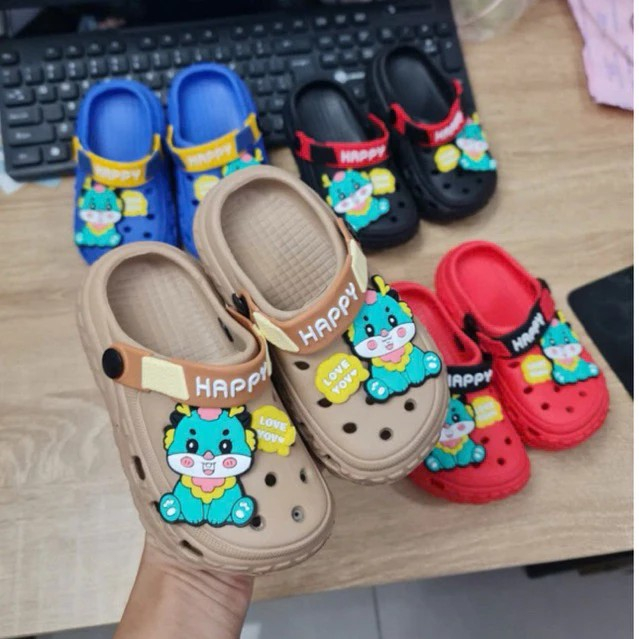 Dép sục bảo vệ mũi chân cho bé trai siêu mềm đế có răng cưa chống trượt Sandal hình khủng long