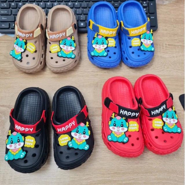 Dép sục bảo vệ mũi chân cho bé trai siêu mềm đế có răng cưa chống trượt Sandal hình khủng long