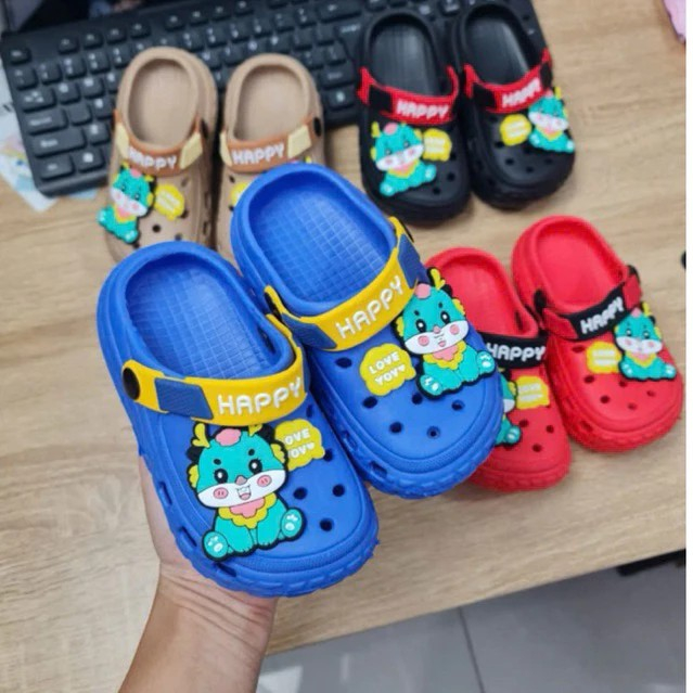 Dép sục bảo vệ mũi chân cho bé trai siêu mềm đế có răng cưa chống trượt Sandal hình khủng long