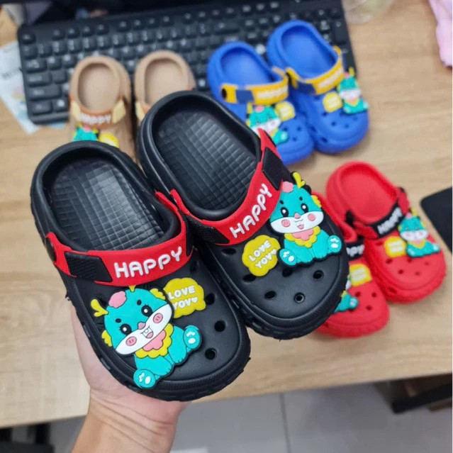 Dép sục bảo vệ mũi chân cho bé trai siêu mềm đế có răng cưa chống trượt Sandal hình khủng long