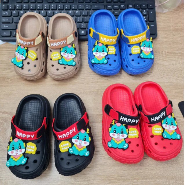 Dép sục bảo vệ mũi chân cho bé trai siêu mềm đế có răng cưa chống trượt Sandal hình khủng long