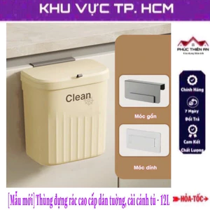 Thùng đựng rác cao cấp dán tường, cài cánh tủ, có nắp đậy, dung tích 12L - đa năng, tiện dụng, siêu bền