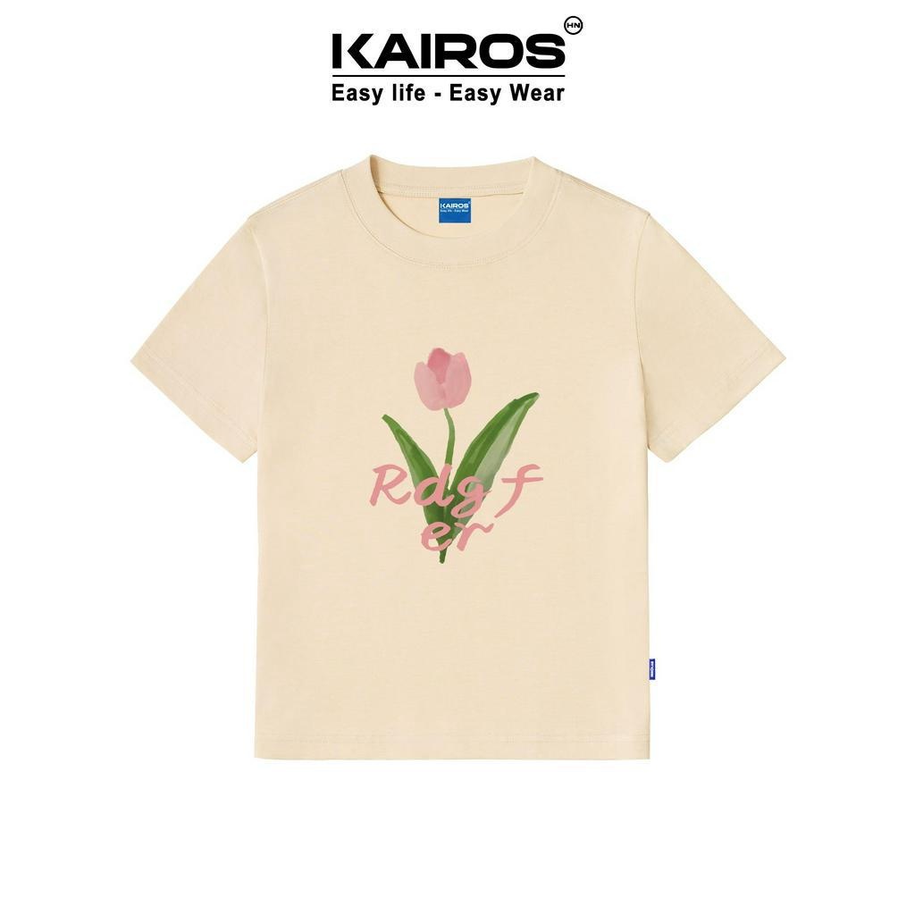 Áo baby tee bông tulip Kairos chất liệu cotton premium co dãn 2 chiều mẫu một bông tulip
