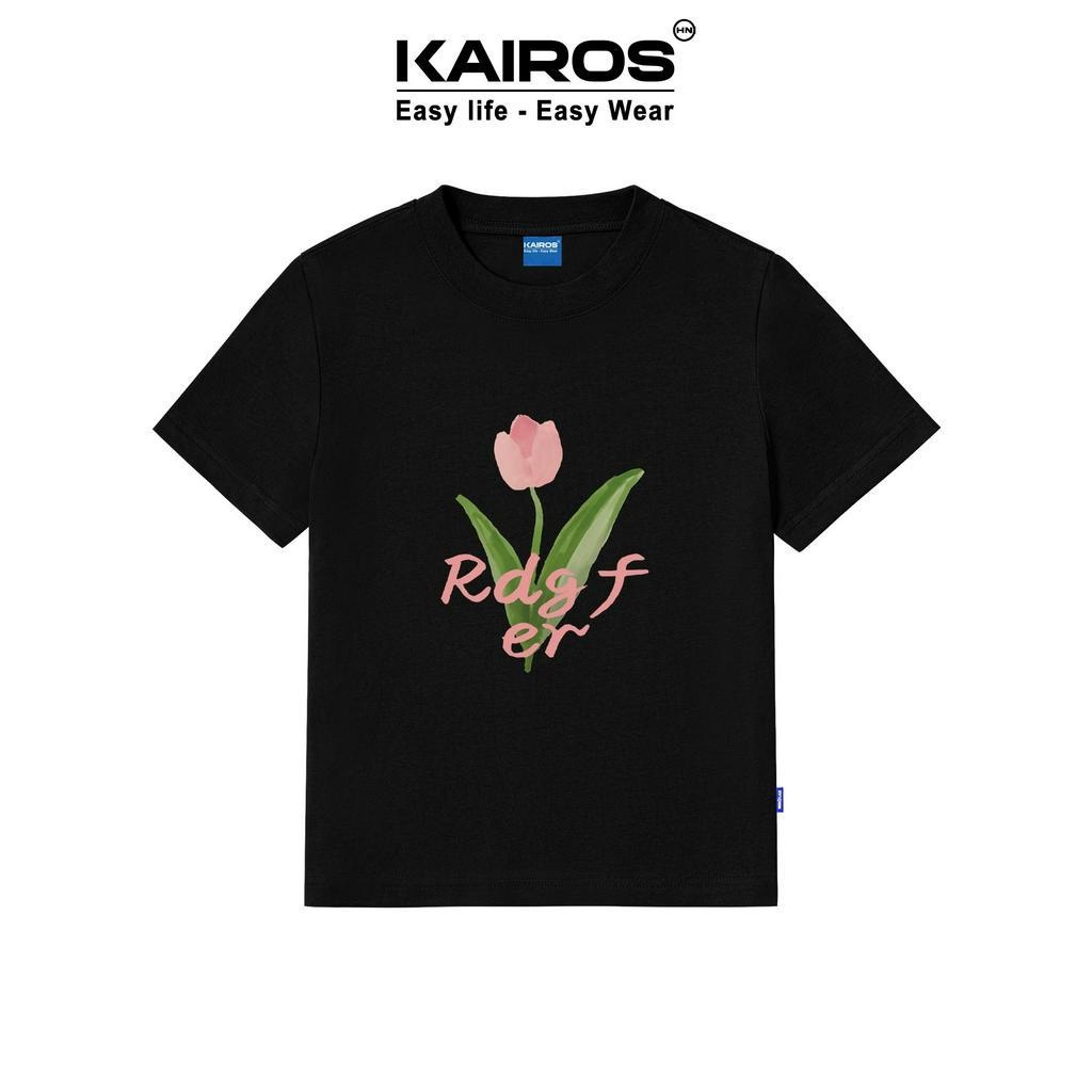 Áo baby tee bông tulip Kairos chất liệu cotton premium co dãn 2 chiều mẫu một bông tulip