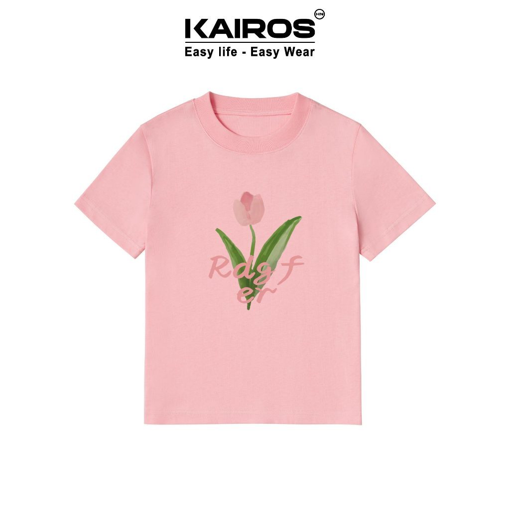 Áo baby tee bông tulip Kairos chất liệu cotton premium co dãn 2 chiều mẫu một bông tulip