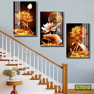 Bộ 3 Tranh Cầu Thang Tráng Gương  Cao cấp, Tranh Treo Tường Decor Trang Trí Nhà Cửa.Làm Quà Tặng Tân Gia