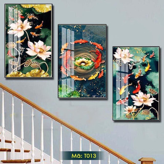 Bộ 3 Tranh Cầu Thang Tráng Gương  Cao cấp, Tranh Treo Tường Decor Trang Trí Nhà Cửa.Làm Quà Tặng Tân Gia