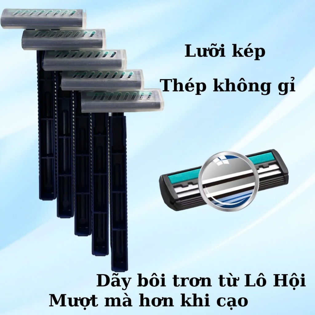 Dao Cạo Râu 2 Lưỡi Kép Thân Nhựa Avatar Dành Cho Nam Giới (Set 5 Dao Cạo)