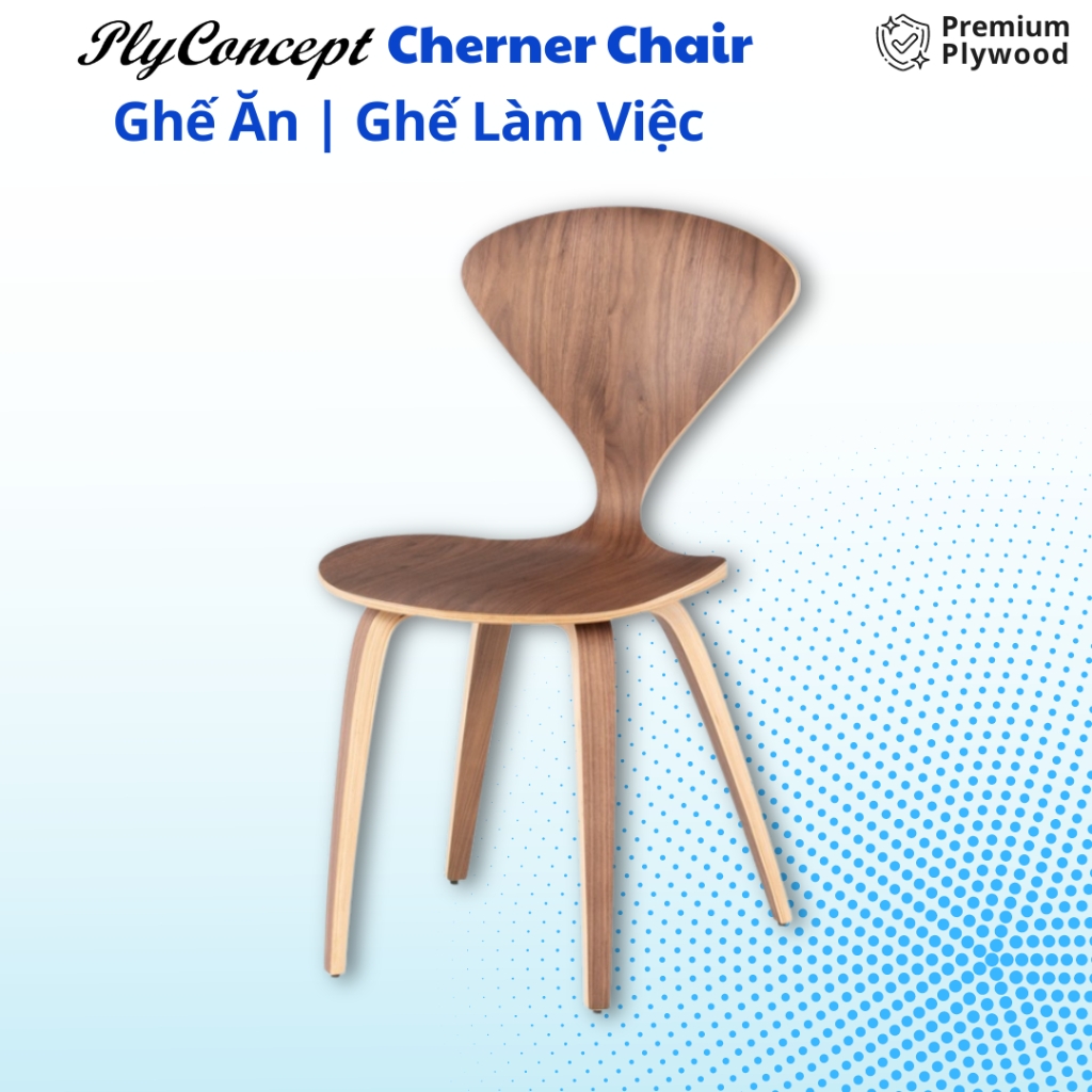 Ảnh Ghế ăn Cherner, Ghế làm việc, Ghế thư giãn Gỗ uốn cong Plyconcept Sadin Chair - Màu Walnut 1