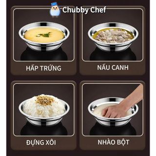 Thau inox trơn/Sâu lòng  kiểu Hàn Quốc 18-28cm Chubby Chef chậu inox thiết kế đơn giản, sang trọng
