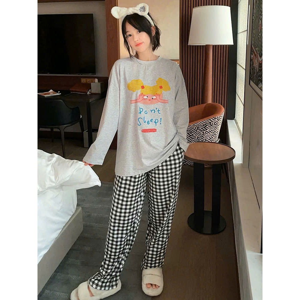 Sét bộ dài nữ mùa đông, Sét bộ mặc nhà quần dài áo dài tay in hình JULY FASHION Đồ bộ mặc ngủ chất thun xược, Kate