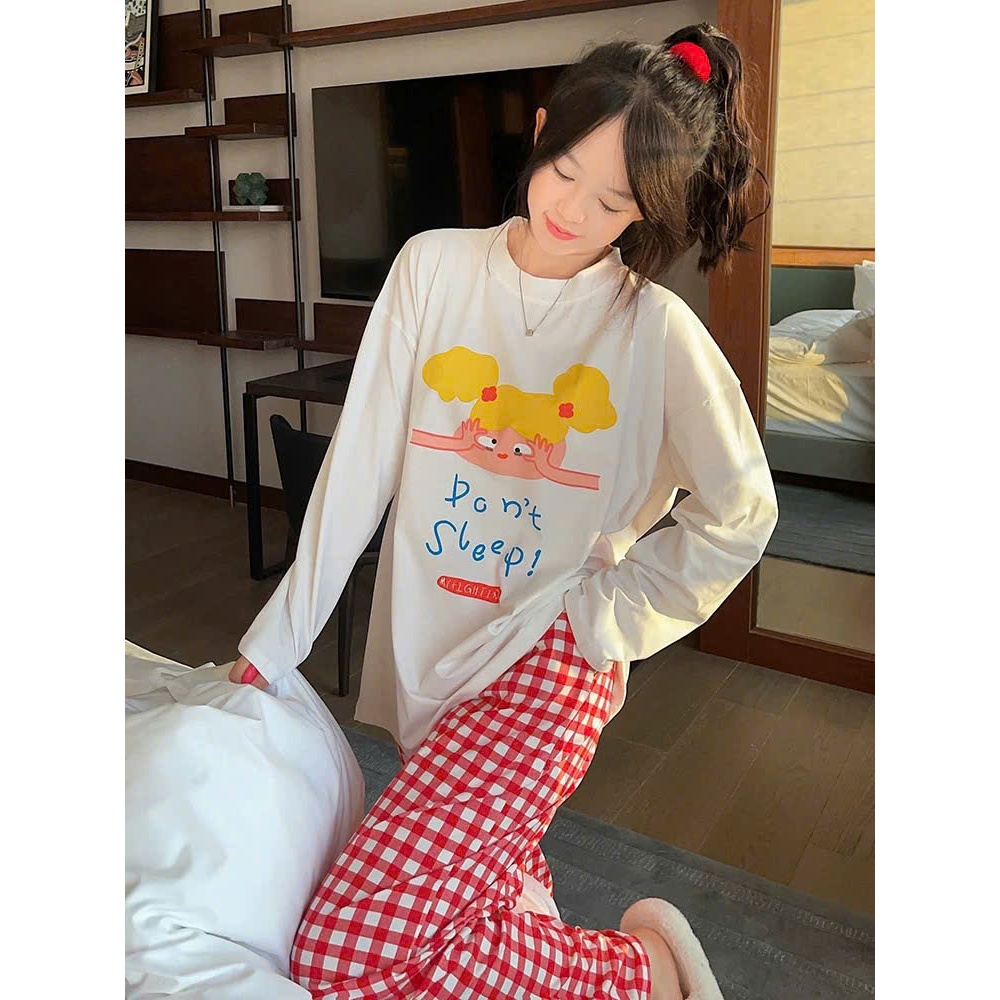 Sét bộ dài nữ mùa đông, Sét bộ mặc nhà quần dài áo dài tay in hình JULY FASHION Đồ bộ mặc ngủ chất thun xược, Kate