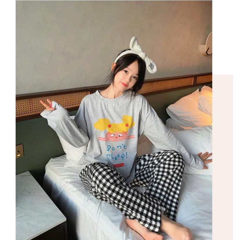 Sét bộ dài nữ mùa đông, Sét bộ mặc nhà quần dài áo dài tay in hình JULY FASHION Đồ bộ mặc ngủ chất thun xược, Kate
