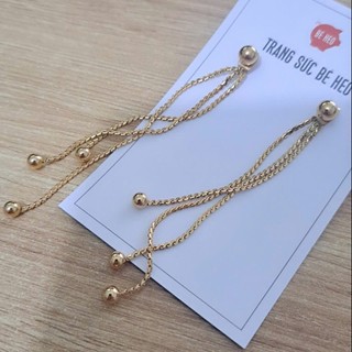 Bông tai titan dài trái tim tua rua - Trang sức Bé Heo BHBT469-2