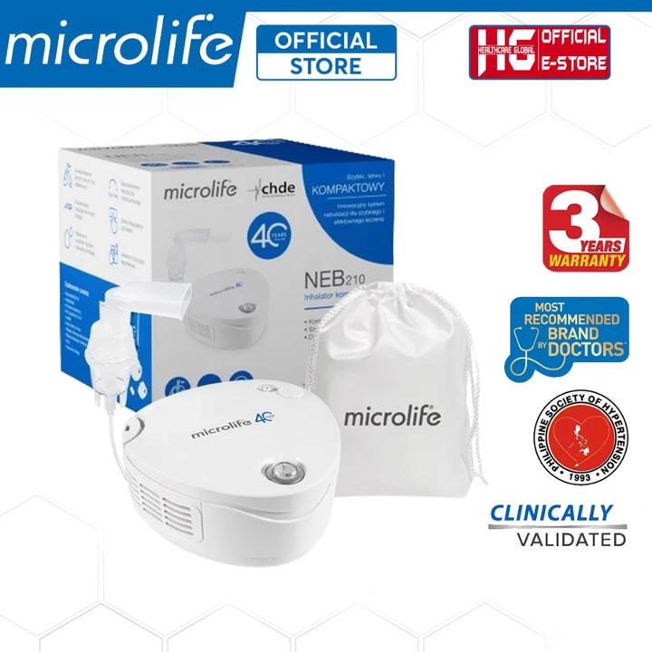Máy Xông Khí Dung , Xông Mũi Họng Microlife NEB210 | Kích Thước Hạt Xương Siêu Nhỏ Và Mịn - Điều Chỉnh Tốc Độ Xông