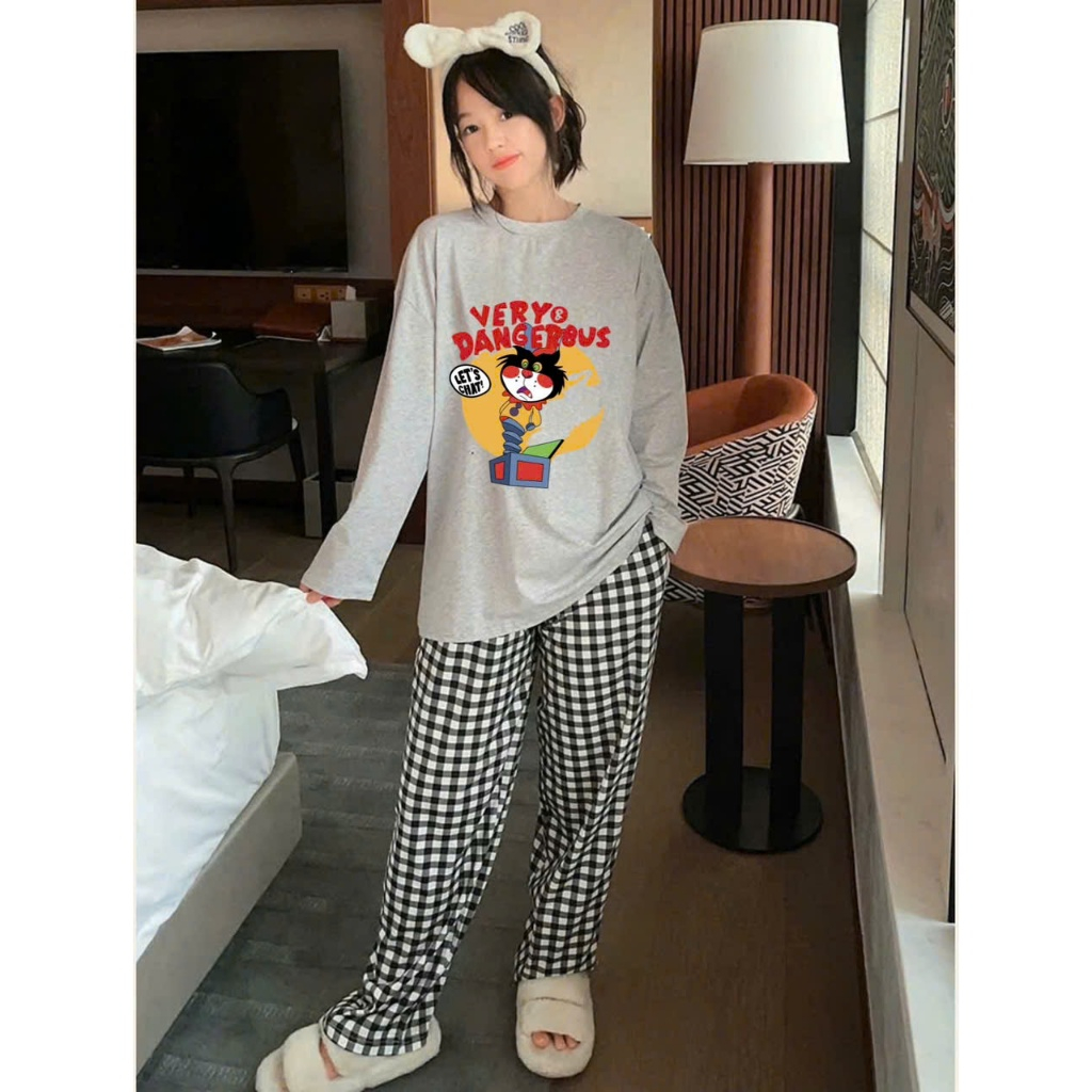 Sét bộ dài nữ mùa đông, Sét bộ mặc nhà quần dài áo dài tay in hình JULY FASHION Đồ bộ mặc ngủ chất thun xược, Kate