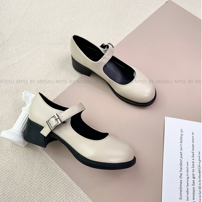 Giày nữ Myss Mary Jane mũi tròn gót trụ 4cm khóa cao cấp - CG317