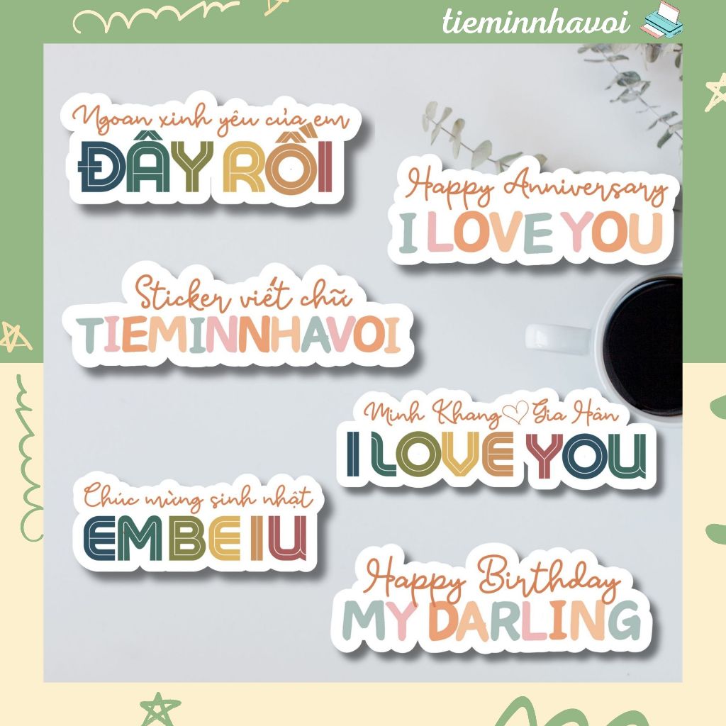 [COMBO 10]Sticker chữ viết theo yêu cầu, cán màng bảo vệ, khách tự cắt ...