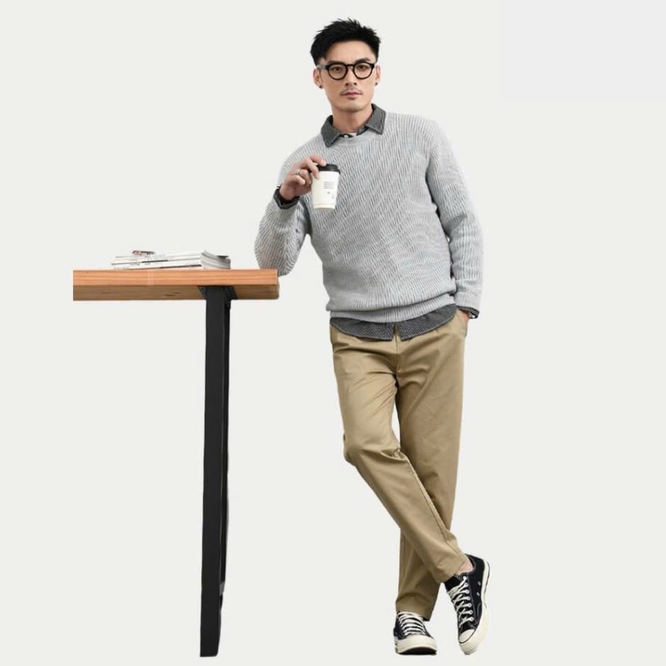 Áo Len Nam  Cổ Tròn Chất Len Lông Cừu Hạt Gạo, Dày Dặn, Ấm Áp, Form Dáng Hàn Quốc Halley N21