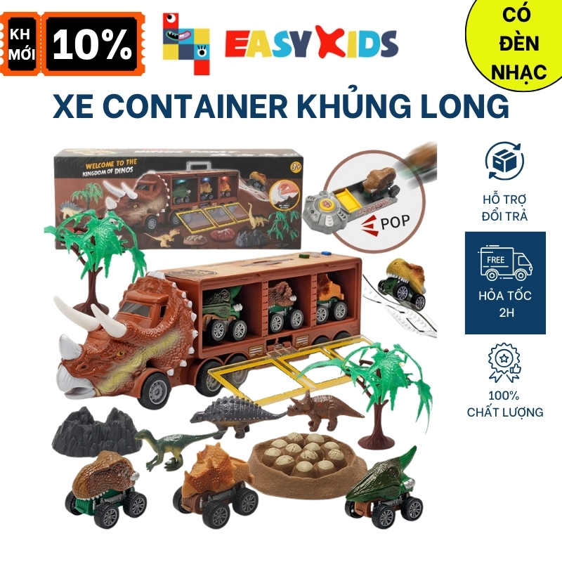 Xe quán tính khủng long có đèn nhạc Món quà sinh nhật trẻ nhỏ EASYTOYS