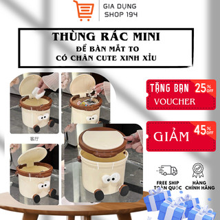 Thùng rác mini để bàn mắt to có chân cute xinh xỉu