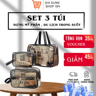 Set 3 Túi Đựng Mỹ Phẩm Trong Suốt, Túi Du Lịch Trong Suốt Chống Thấm 🌱🌱