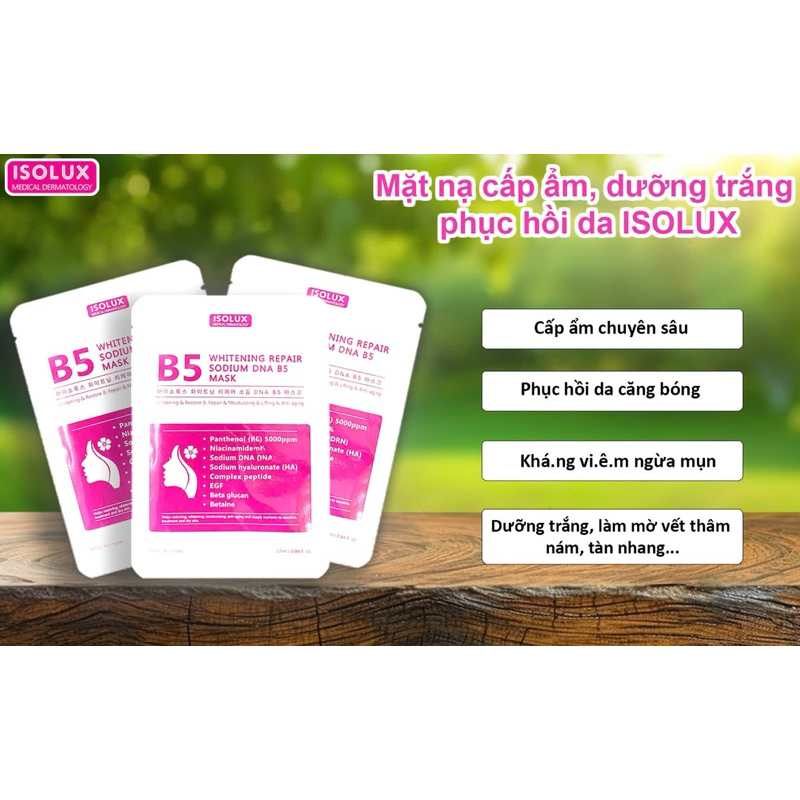 Combo 20-50 miếng Mặt nạ B5 ISOLUX Whitening Repair Sodium DNA B5 mask 25ml  Hàn Quốc hạn 2029 IS54