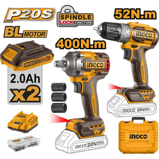 INGCO Combo Máy khoan & máy siết bulong dùng pin 20V CKLI20271