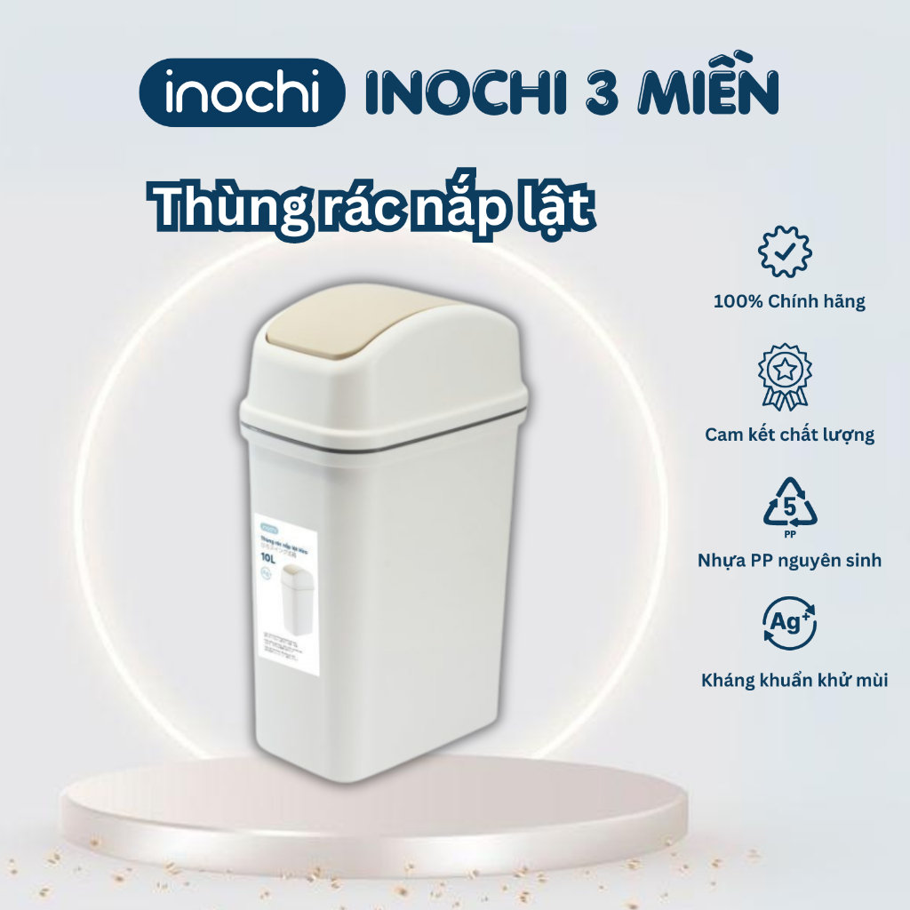 Thùng rác nắp lật INOCHI, thùng rác văn phòng nhỏ gọn, xinh xắn kèm lõi ...
