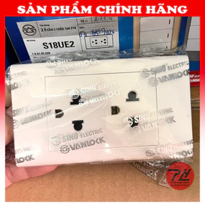 Ổ cắm đôi 3 chấu Sino - Vanlock S18 chính hãng