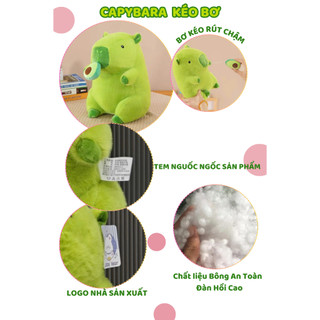 Capybara Màu Xanh Lá Gấu Bông Capybara Xanh Bơ Mottor Kéo Rút Chậm Capybara Xanh Lá Chất Liệu Vải Lông Cao Cấp