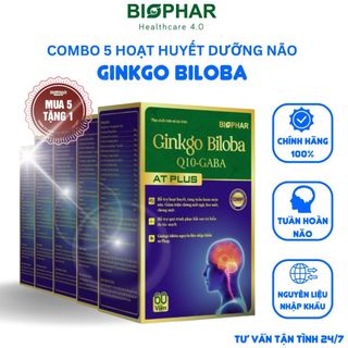 Combo 05 Hộp Bổ Não Biophar Ginkgo Biloba Q10-GABA, Viên Uống Bổ Não, Tuần Hoàn Não Hộp 60 Viên