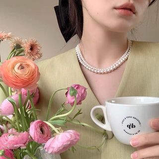 Vòng Cổ Chuỗi Hạt NgọcTrai  Mặc Áo Dài Sườn Xám Phụ Kiện Chụp Ảnh Cổ Trang Việt Phục Hán Phục Thanh Lịch Công Sở