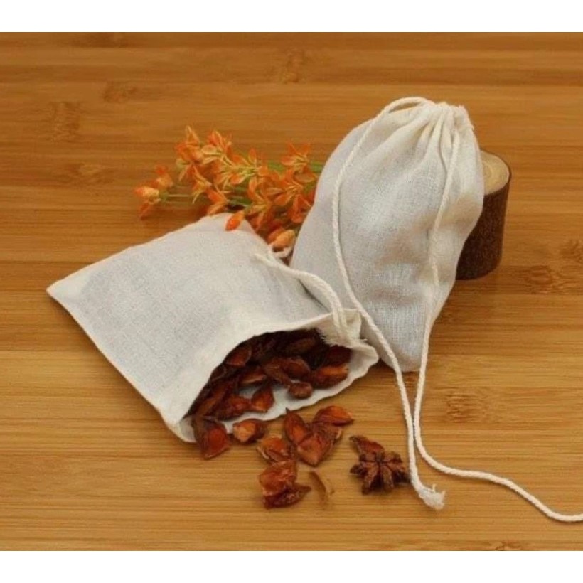 Túi lọc 100% cotton, lọc trà, lọc cà phê, Túi lọc nấu ăn, hầm thuốc, dùng được nhiều lần
