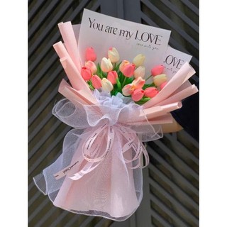 Bó hoa tulip 20 bông, 25 bông siêu to giá rẻ làm quà tặng sinh nhật, lễ 14/2, 8/3, 20/10, 20/11