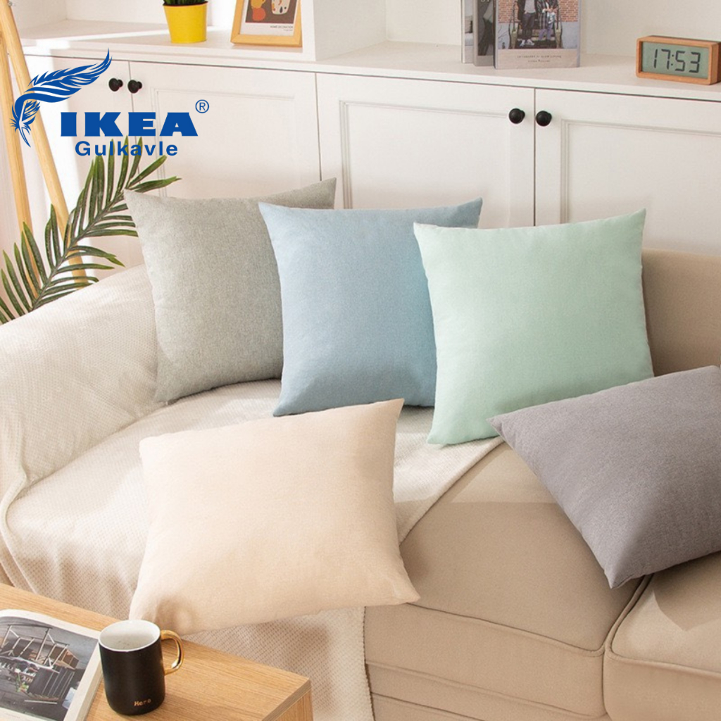 Vỏ gối Sofa, gối vuông tựa lưng trơn màu sắc nhã nhặn kích thước 50x50cm