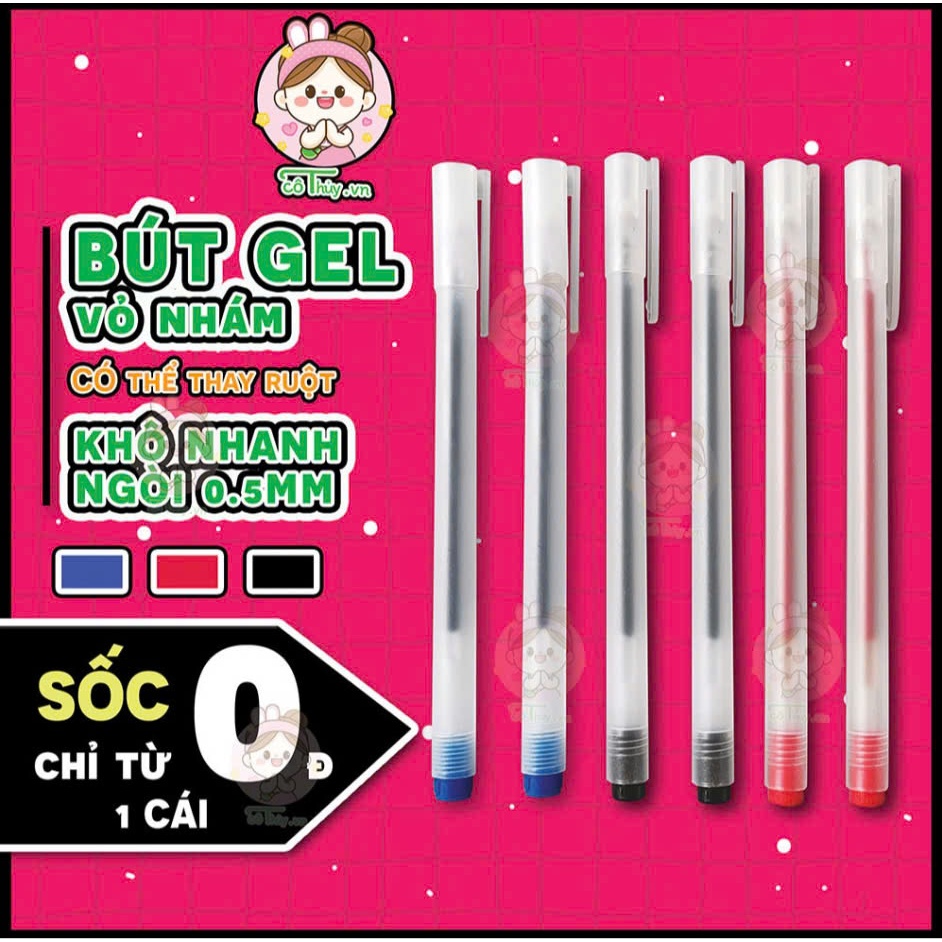 COMBO 15 Bút Gel , bút mực nước , bút bi nước văn phòng ngòi 0.5 đồ dùng học tập 1k hộp bút  đồng BG02