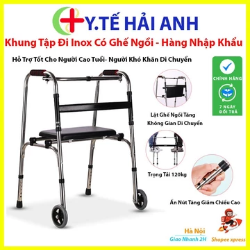 Khung Tập Đi, Khung Tập Đi Có Ghế Ngồi Cho Người Già Khung Inox