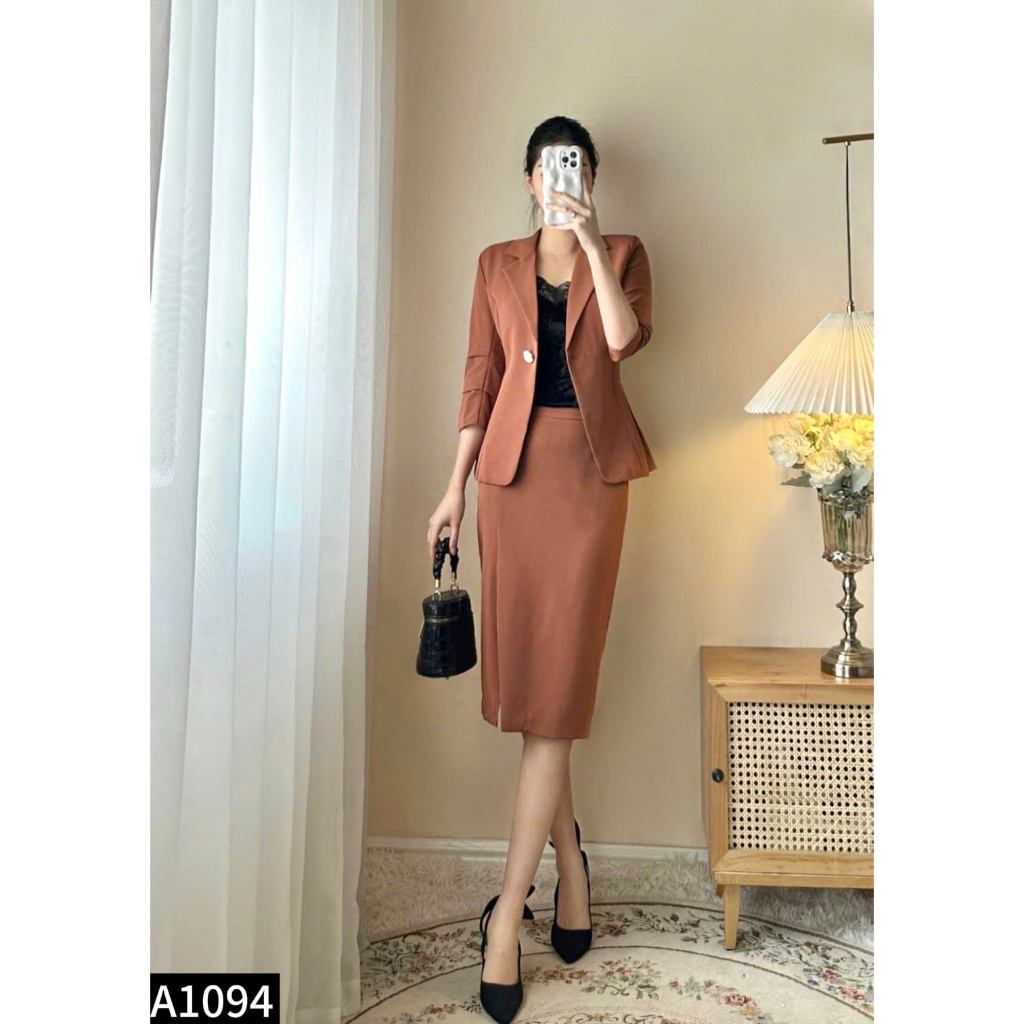 Set bộ áo vest phối chân váy bút chì A1094
