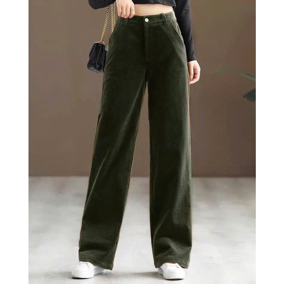 Quần culottes nhung tăm cho các nàng công sở A1775