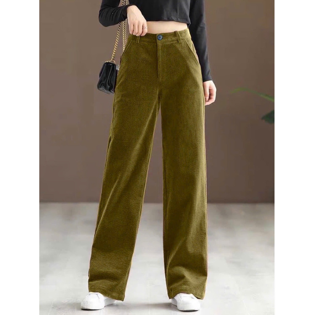 Quần culottes nhung tăm cho các nàng công sở A1775