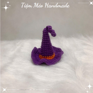 [Ảnh Thật + Sẵn Hàng] Mũ Phù Thủy Halloween Bằng Len Handmade Làm Móc Khóa, Kẹp Tóc