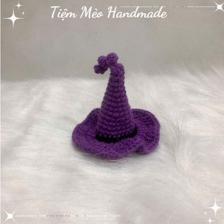[Ảnh Thật + Sẵn Hàng] Mũ Phù Thủy Halloween Bằng Len Handmade Làm Móc Khóa, Kẹp Tóc