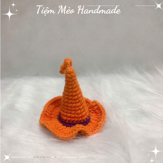 [Ảnh Thật + Sẵn Hàng] Mũ Phù Thủy Halloween Bằng Len Handmade Làm Móc Khóa, Kẹp Tóc