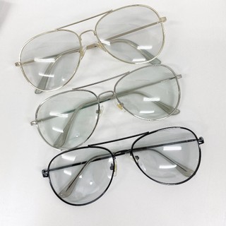 Kính Đổi Màu Sẵn 0 Độ - Gọng Kim Loại Mắt Phi Cồng Phong Cách Hàn Quốc Chống Bụi Chống Nắng