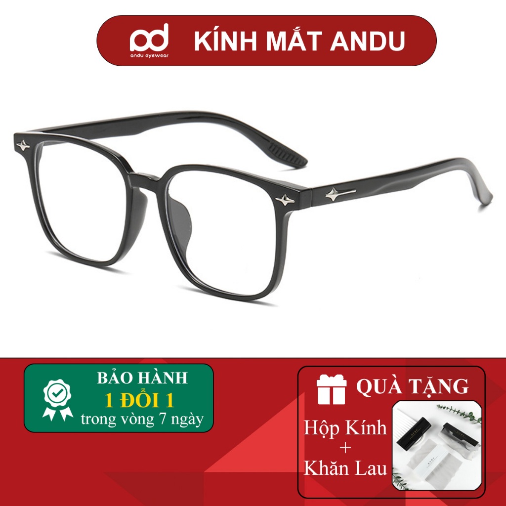 Ảnh Gọng kính cận thời trang nam nữ ANDU dáng vuông chống tia UV chất liệu nhựa cao cấp - 81056 1