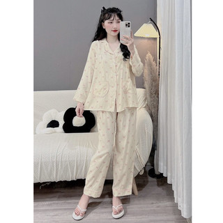 Bộ bầu - bộ sau sinh - BỘ DÀI ĐŨI LANH DÀI HÌNH CỔ PIZAMA - Nhiều Màu
