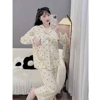 Bộ bầu - bộ sau sinh - BỘ DÀI ĐŨI LANH DÀI HÌNH CỔ PIZAMA - Nhiều Màu