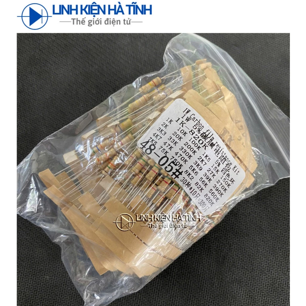 Gói điện trở 1W điện trở thông dụng 1K đến 820K, 30 loại mỗi loại 10 miếng