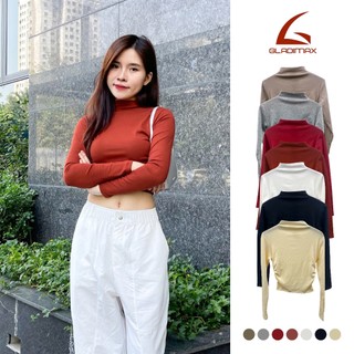 Áo F86 Gladimax cổ leo nhún eo cá tính, trẻ chung croptop cottton dài tay